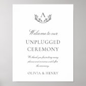 Olivia Elegant Unplugged Wedding Ceremony Sign Poster (Voorkant)