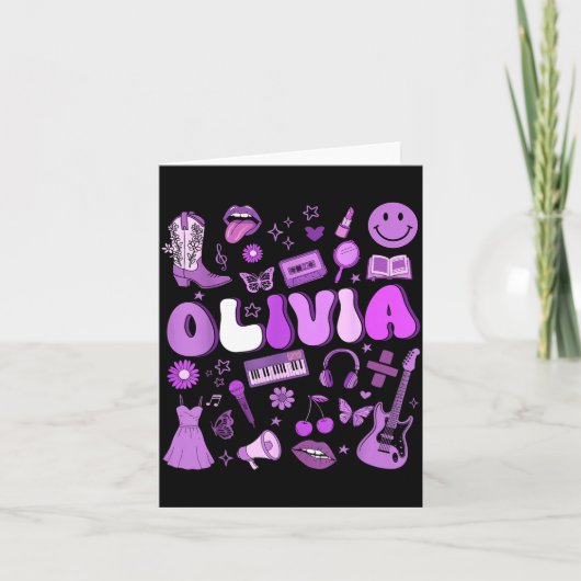 Olivia First Name I Love Olivia Groovy 80's Girls Kaart (Voorkant)