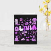 Olivia First Name I Love Olivia Groovy 80's Girls Kaart (Gele Bloem)