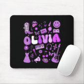 Olivia First Name I Love Olivia Groovy 80's Girls  Muismat (Met muis)