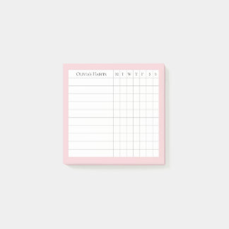 Olivia gepersonaliseerde gewoonte tracker in Blush Post-it® Notes