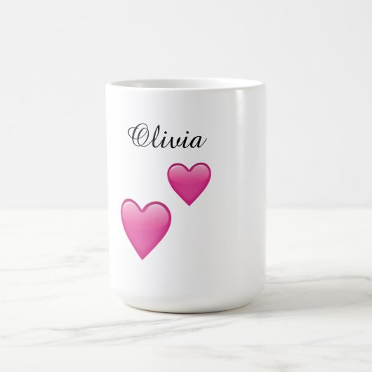 Olivia Gepersonaliseerde Hartjes Emoji Mok (Center)