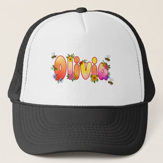 Olivia - gepersonaliseerde hoeden voor haar trucker pet (Voorkant)