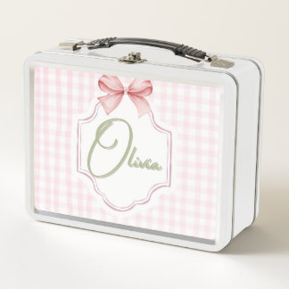 Olivia Gepersonaliseerde Roze Bow & Gingham Print