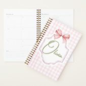 Olivia Gepersonaliseerde Roze Bow & Gingham Print Planner (Display)