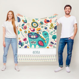 OLIVIA - Gift - COZY Folk CAT voor meisjes Fleece Deken