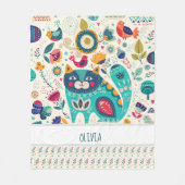 OLIVIA - Gift - COZY Folk CAT voor meisjes Fleece Deken (Voorkant)