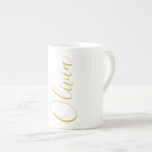 Olivia Gold Schriftnaam Witte Speciale Mok