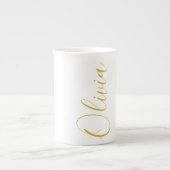 Olivia Gold Schriftnaam Witte Speciale Mok (Voorkant)
