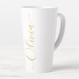 Olivia Goud Script Naam Ontwerp Latte Mok