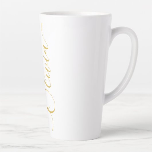 Olivia Goud Script Naam Ontwerp Latte Mok (Rechts)