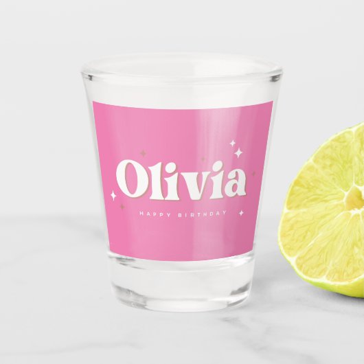 Olivia Happy Birthday Cake Shot Glass Shot Glas (Voorkant)