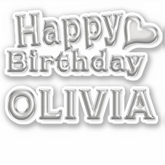Olivia Happy Birthday silver Aufkleber Sticker (Voorkant)