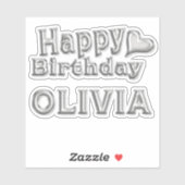 Olivia Happy Birthday silver Aufkleber Sticker (Vel)