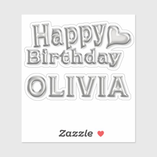 Olivia Happy Birthday silver Aufkleber Sticker (Vel)