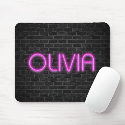 OLIVIA in PINK-neonverlichting Muismat (Met muis)