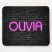 OLIVIA in PINK-neonverlichting Muismat (Voorkant)