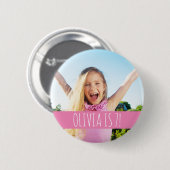 Olivia is 7 gepersonaliseerde verjaardag meisje fo ronde button 5,7 cm (Voorkant /achterkant)