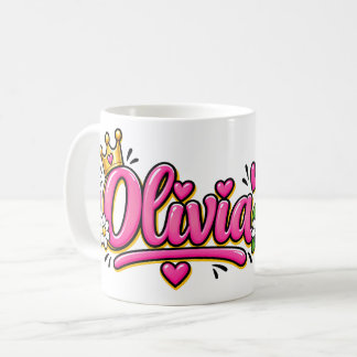 Olivia koffiemok, gepersonaliseerde naam beker Oli Koffiemok
