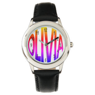 Olivia meisjes noemen kleurrijke kinder horloge