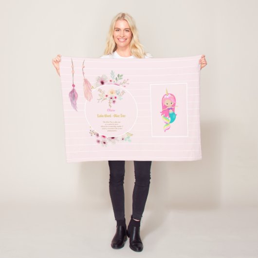 OLIVIA - meisjesnaam Betekenis Gift - Zeemeermin U Fleece Deken (In situ)