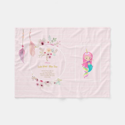 OLIVIA - meisjesnaam Betekenis Gift - Zeemeermin U Fleece Deken (Voorkant (Horizontaal))