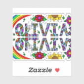 Olivia, Meisjesnaam Whimsical Digitale Kunst Sticker (Vel)