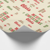 Olivia Merry kerstreprogeernaam op persoonlijke ti Cadeaupapier (Hoek)