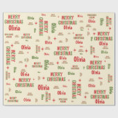 Olivia Merry kerstreprogeernaam op persoonlijke ti Cadeaupapier (Vlak)