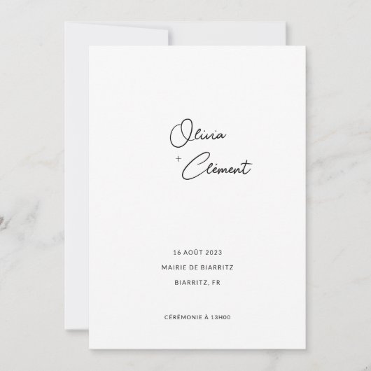 Olivia Minimalist + Slank Bruidshuis Kaart (Voorkant)