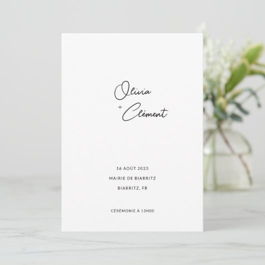 Olivia Minimalist + Slank Bruidshuis Kaart (Staand voorkant)