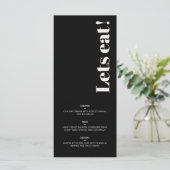 OLIVIA Moderne Ivoor Zwart Hemelse Bruiloft Gast Menu (Staand voorkant)