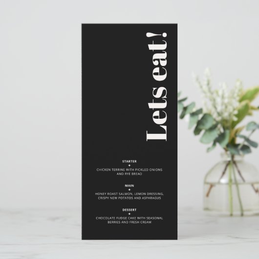 OLIVIA Moderne Ivoor Zwart Hemelse Bruiloft Gast Menu (Staand voorkant)
