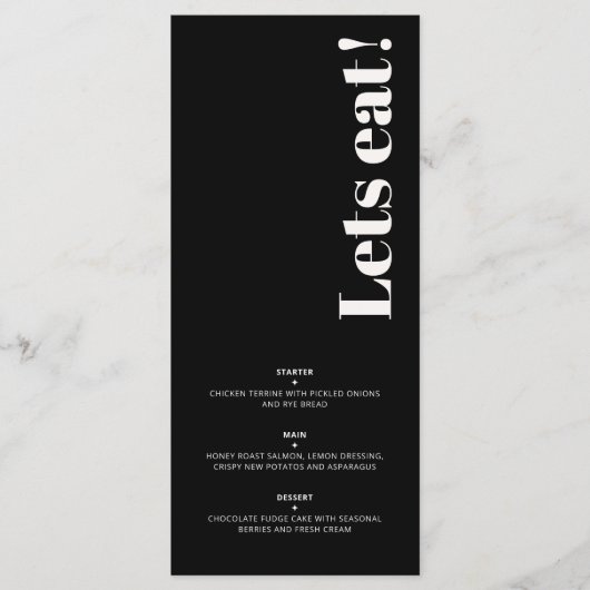 OLIVIA Moderne Ivoor Zwart Hemelse Bruiloft Gast Menu (Voorkant)