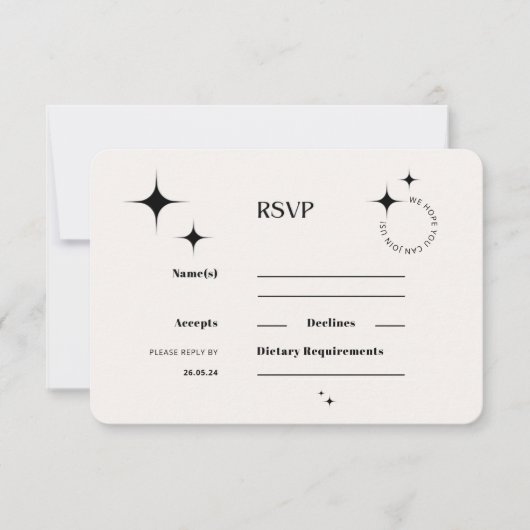 OLIVIA Moderne Ivory Celestial RSVP Response Kaart (Voorkant)
