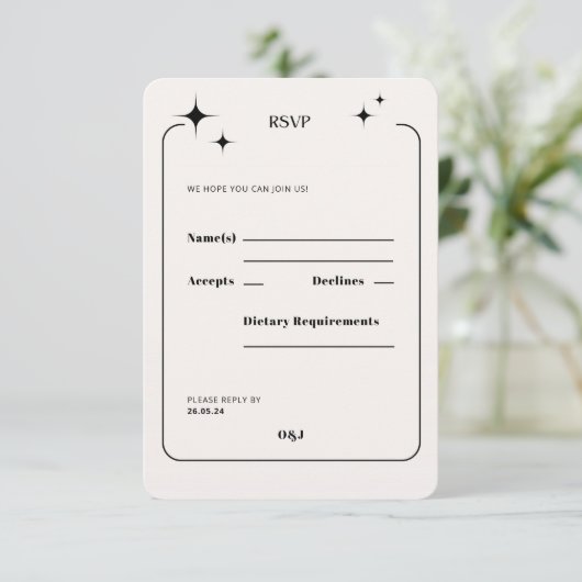OLIVIA Moderne Ivory Celestial RSVP Response Kaart (Staand voorkant)