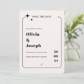 OLIVIA Moderne Ivory Celestial Save the Date Kaart (Staand voorkant)