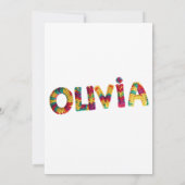 Olivia Naam in Levendig Haakpatroon Kaart (Achterkant)