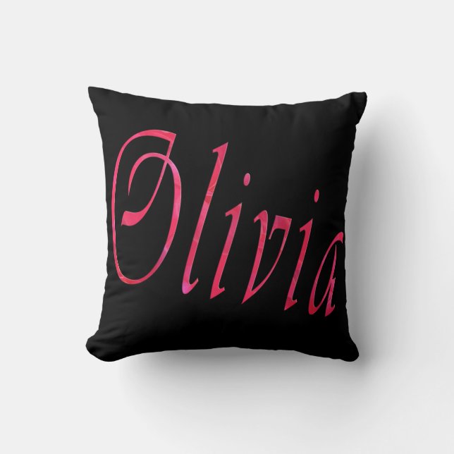 Olivia, naam, Logo, zwart werpkussen. Kussen (Voorkant)