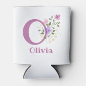 Olivia Naam met een bloemendesign Blikjeskoeler (Voorkant)