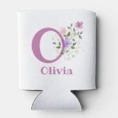 Olivia Naam met een bloemendesign Blikjeskoeler (Achterkant)