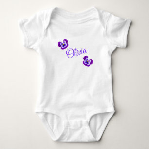Olivia, Naam, Met Paarse Viooltjes, Baby Body Romper