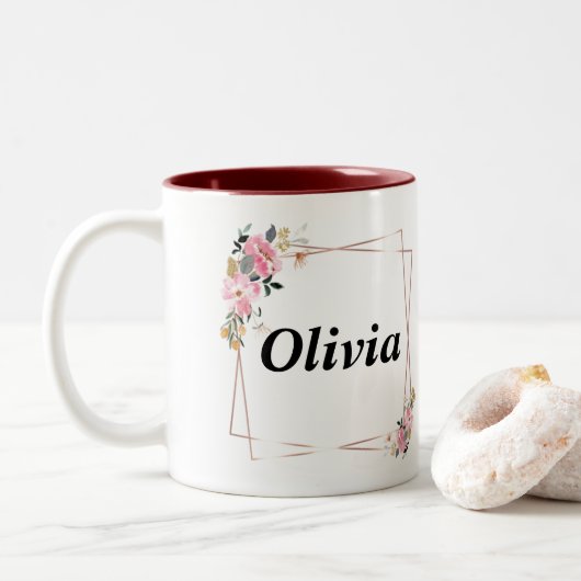 Olivia naam Mok – Custom Coffee Cup met An (Met donut)