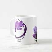 Olivia naam paarse bloem O monogram Koffiemok (Voorkant links)