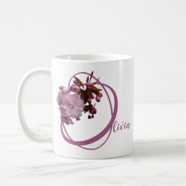  Olivia naam  roze floral classy Koffiemok