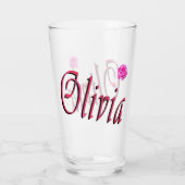 Olivia naamlogo met roos, glas (Achterkant)