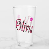 Olivia naamlogo met roos, glas (Voorkant)