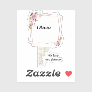 Olivia naamsticker – Aangepaste bloem-gouden lijn Sticker