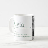 Olivia name definition custom photo green koffiemok (Voorkant links)