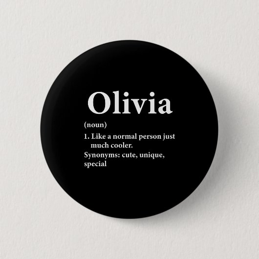 Olivia Name Definition Funny D  Ronde Button 5,7 Cm (Voorkant)